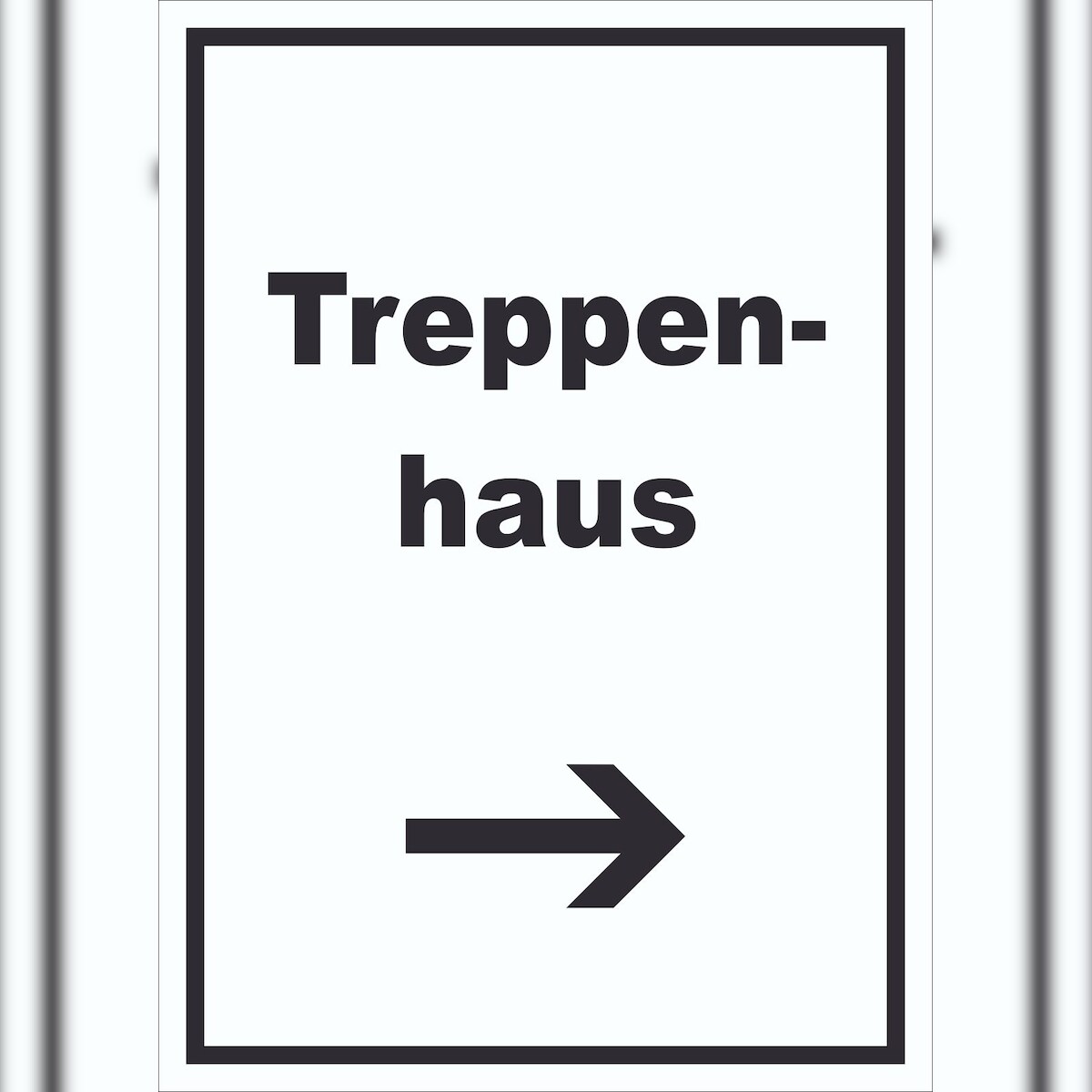 HB-Druck Treppenhaus Schild mit Text und Richtungspfeil rechts Stufen steigen hochkant A6 Rückseite selbstklebend Image