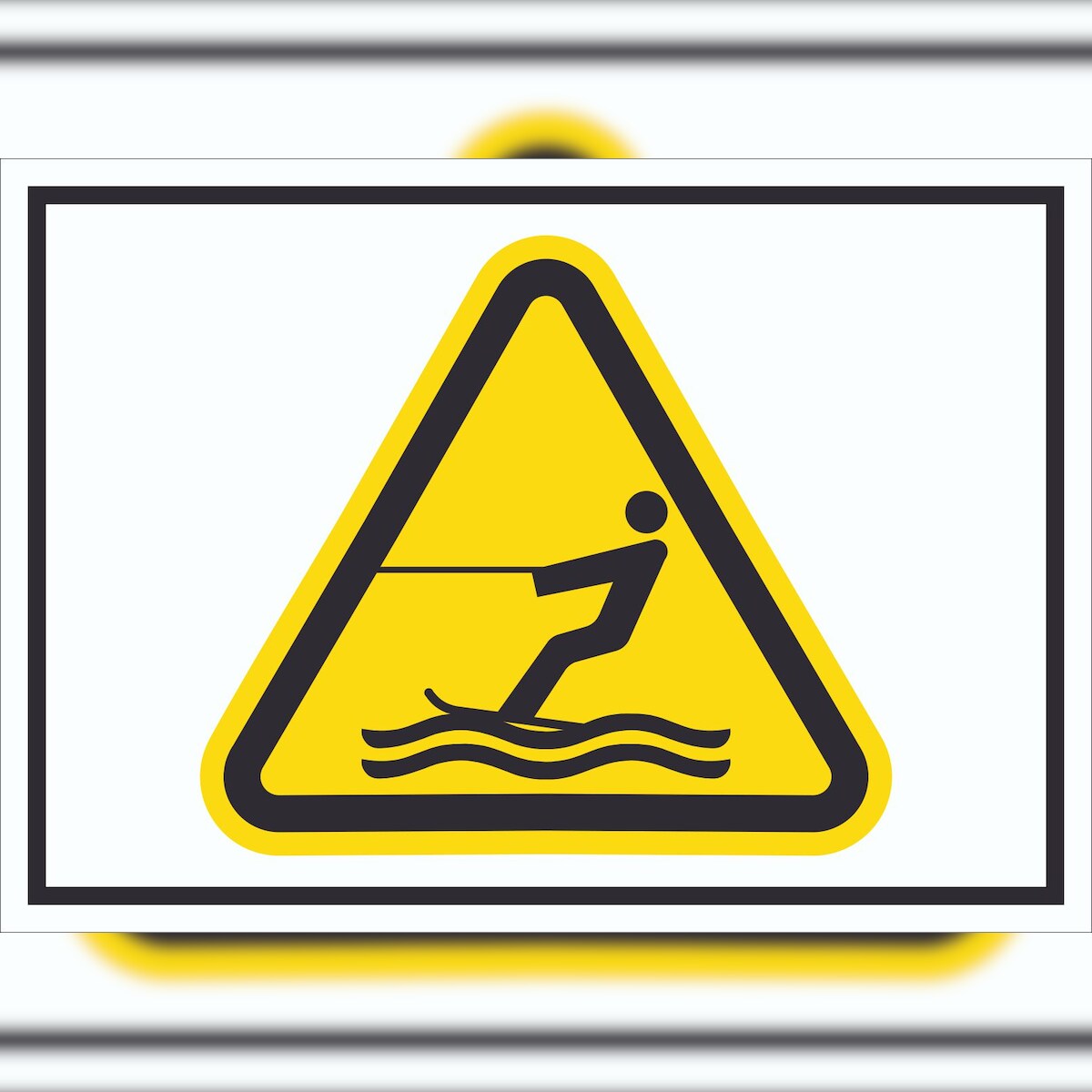 HB-Druck Schild Warnung Wasserski-Bereich Symbol A6 Rückseite selbstklebend Image
