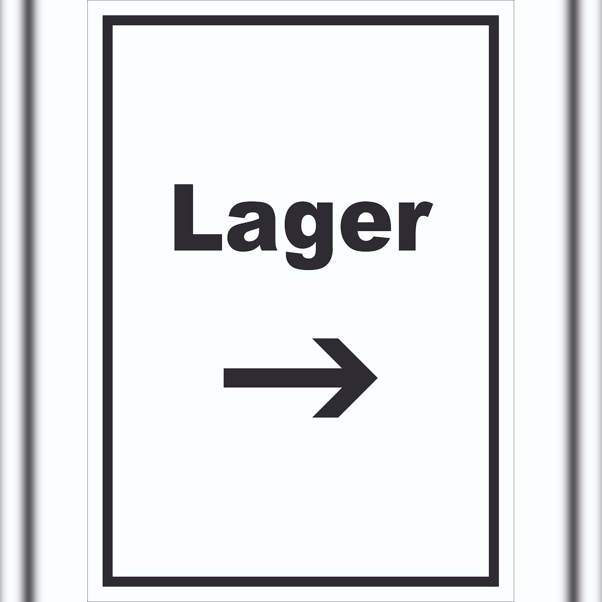 HB-Druck Lager Schild mit Text und Richtungspfeil rechts Storage Warenlager hochkant A4 Rückseite selbstklebend Image
