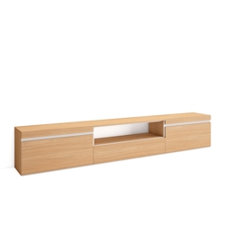 SKRAUT HOME TV-Schrank, Lowboard, 260x45x35cm, Für großformatiges TV, Fernsehtisch, Eiche Soft und weiß