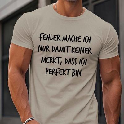 TEMU German Funny Saying Men's Short Sleeve T-shirt Summer T-shirt Top, Everyday Tshirt | Text Design | Smooth Texture Image