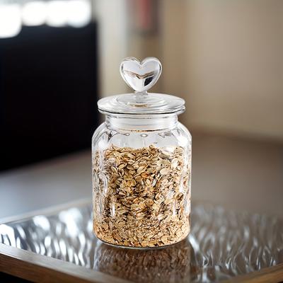 TEMU 22oz/32oz Heart Lid Glass Food Storage Jars - Stylish, Airtight Jars, Cereal Containers, Cookie Jar, And Ideal For Your Kitchen! Image