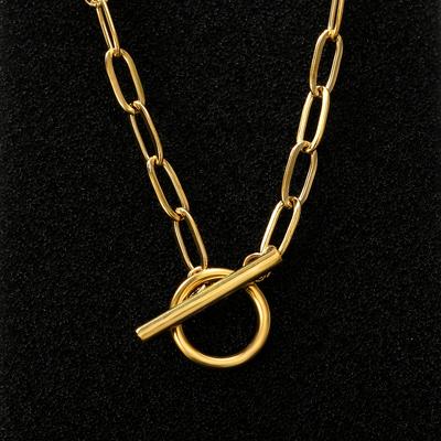 TEMU Women' Steel Box Chain Necklace With Ot Clasp - Minimalist Elegant Interlocking , Durable Everyday Jewelry For , Parties & Festivals - Perfect Gift For Her, Festival Accessories, Luxurious Finish Image