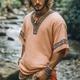 Per uomo Camicia di lino Camicia Estiva Camicia vintage Camicia a Maniche Corte Camicia etnica Patchwork Vacanza Streetwear Cachi Manica Corta Scollo a V Estate Abbigliamento Etnico / religioso