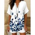 Camicia boho da donna floreale grafico elegante Bohemia vintage maniche senza maniche manica corta top regolari per vacanze al mare nera bianca rosa blu khaki estate primavera