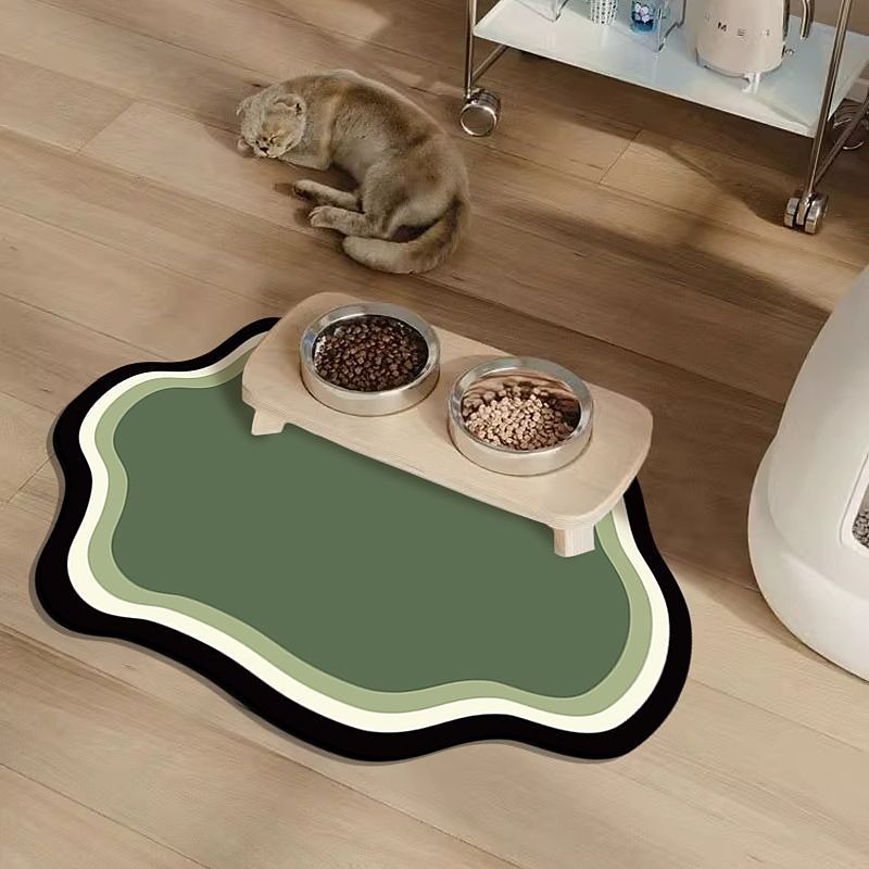 Pet Feeding Mat, Easy Clean, Waterproof, Dog, Cat Mats, Raised Edges, Placemat Tray to Stop Food Spills and Water Bowl Messes on Floor