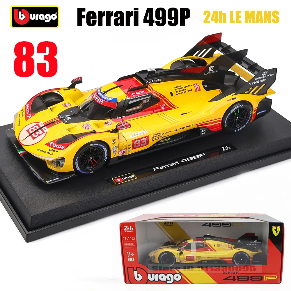 Bburago 1:24 2024 Ferrari 499P LMH83 # Le Mans 24-Stunden-Rennlegierung Luxusauto Druckgussauto Modell Spielzeugsammlung Geschenk