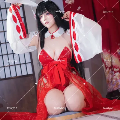 Anime Azur Lane Daisen Cosplay Kostüm Frauen Daisen Wishing Miko Kimono Rot Leder Bunny Girl Cosplay Image