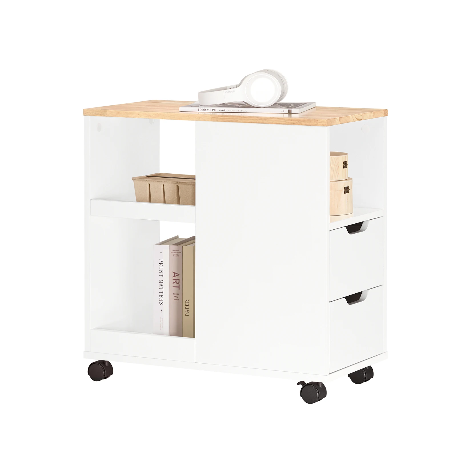 SoBuy FBT130-WN Druckertisch mit Rollen Druckerständer Druckerschrank Rollcontainer mit Fächern Bürowagen Beistellwage Image