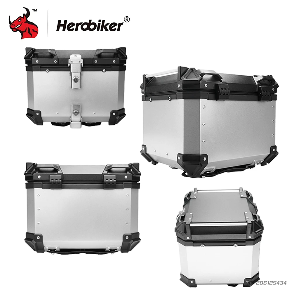 Motorrad Top Box Universal Aluminium Legierung Wasserdichte Schwanz Box Stamm Anti-Diebstahl Lagerung Für Touring Motocross 28L-100L Stamm Image