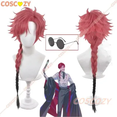 Ader Cosplay Perücke Anime Link Click Red Gradient Braid Haarbrille Hitzebeständiges Faserhaar + Gratis Perückenkappe Halloween Party Männer Perücke Image