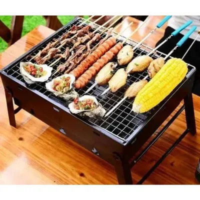 Edelstahl Grill Grill Holzkohle Grill Grill tragbare Camping Picknick Strand Grill Grill im Freien Grill unerlässlich