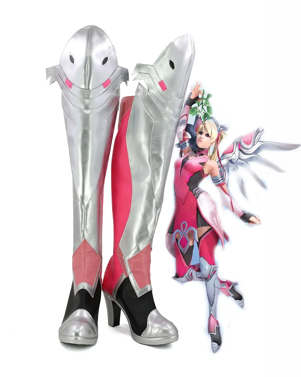 Heißes Spiel ow Barmherzig keit Angela Ziegler rosa Haut Cosplay Stiefel Schuhe nach Maß