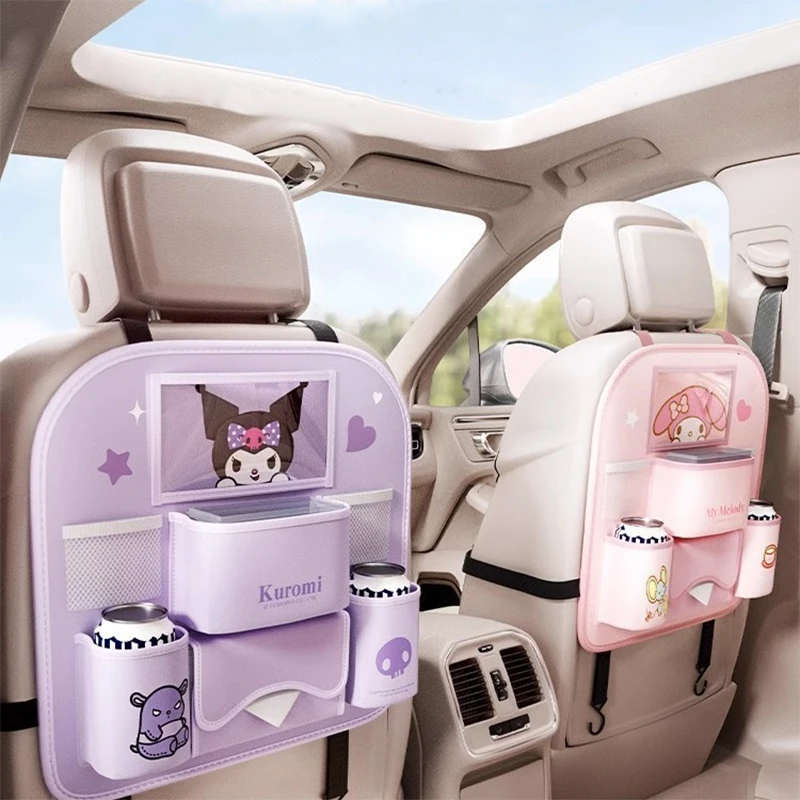 Kuromi Auto Sitz Zurück Lagerung Box Wasser Tasse Halter Tissue Box Handy Halter Auto Lagerung Tasche Sanrio Auto Zubehör Geschenk Image