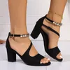 Frauen High Heels Sandalen Sexy Offene spitze Frau Schuhe Sommer Chunky Schuhe 2025, Designer Neue