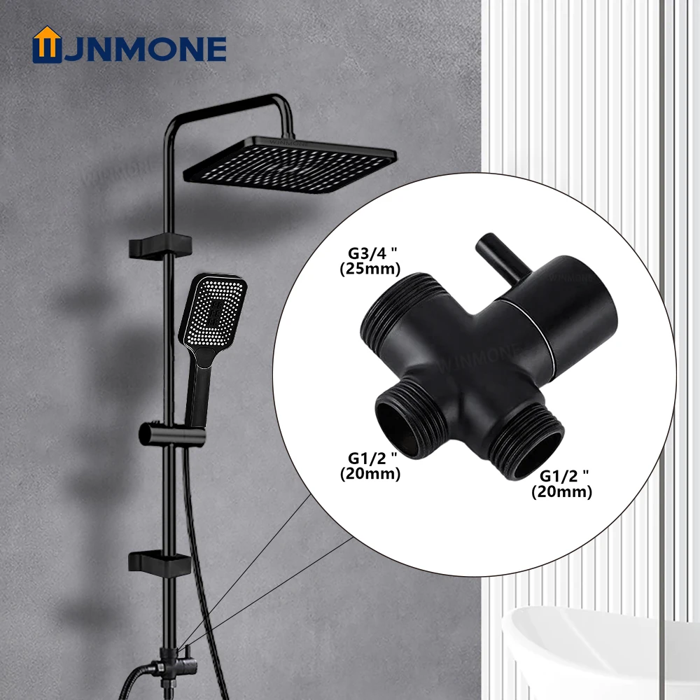 Schwarzes Duschsäulen-Set, Badezimmer-Zubehör, 3-Wege-Wasser-Umstellventil, Badewanne, Mixer, Duschen, Wasserhahn, Druckduschkopf Einer kalter Mischer Regen Dusche Säule Regen Dusche System voll Set
