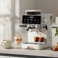 Macchina per caffè espresso semiautomatica Smerigliatrice incorporata Macchina per caffè espresso a doppio estratto caldo e freddo con montalatte a vapore
