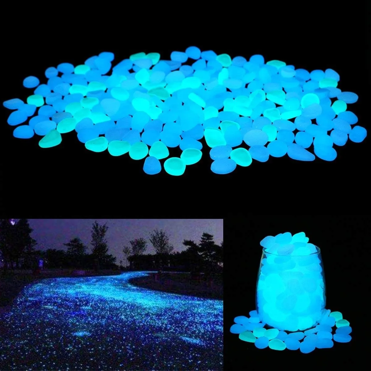 300 pièces le jardin de la lumière sur la nuit galets pour cour roche et manivelle décoration conte de fées jardin bricolage pierre lumineuse décorative