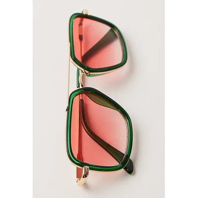 Luna Classic Aviator Sunglasses at Free People in Watermelon