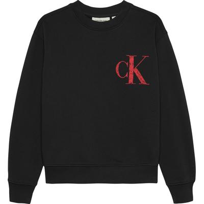 Sweatshirt CALVIN KLEIN JEANS "BACK GRAPHIC TERRY CN", Jungen, Gr. 14 (164), schwarz (ck schwarz), Sweatware, Obermaterial: 100% Baumwolle, unifarben, casual, regular fit hüftlang, Rundhals, Langarm Bündchen, Sweatshirts, für Kinder bis 16 Jahre,... Image