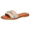 Pantolette MUSTANG SHOES, Damen, Gr. 41, beige multifarben, Synthetik, kontrastfarbene Details, modisch, Schuhe, Flats, Sandale, Pool Slides mit modischen Glitzerfäden