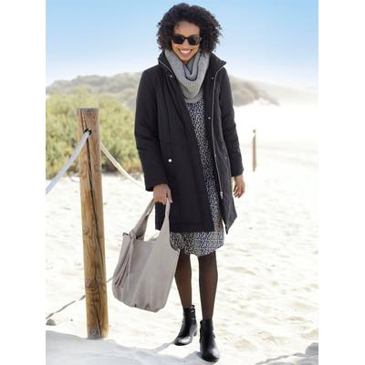 Kurzmantel HEINE, Damen, Gr. 44, schwarz, 100% Polyester, Wattierung:100% Polyester, unifarben, unifarben mit Farbeinsatz, unifarben mit Farbeinsätzen, Mäntel Image