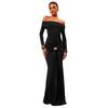 Jerseykleid MODA MINX "Samantha Off Shoulder Dress", Damen, Gr. L, EURO-Größen, schwarz, 100% Polyester, unifarben, elegant, lang, Langarm, Kleider, im schulterfreien Design
