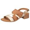 Sandalette MUSTANG SHOES, Damen, Gr. 41, cognacfarben, goldfarben, Lederimitat, vintage, metallic, elegant, Schuhe, Sandalette, Festtagsschuh mit Metallic-Einsätzen
