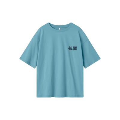 T-Shirt NAME IT "NKMKANE SS RLX TOP PS NOOS", Jungen, Gr. 116, milky blau, Jersey, Obermaterial: 100% Baumwolle, bedruckt, casual, relaxed fit, Rundhals, Kurzarm, Shirts Image