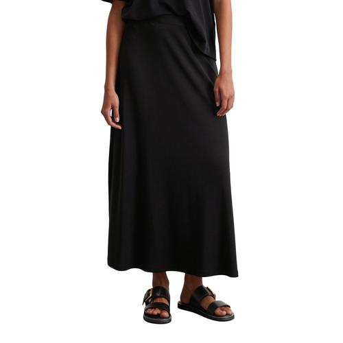 Jerseyrock MARC O'POLO ""aus elastischem Vikose-Mix"", Damen, Gr. L, schwarz, Obermaterial: 66% Lyocell, 32% Baumwolle, 2% Elasthan, unifarben, casual, lang, Röcke