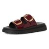 Pantolette TAMARIS, Damen, Gr. 38, rot (bordeaux kombiniert), Lederimitat, Schlangenoptik, modisch, Schuhe, Keilabsatz, Sommerschuh, Schlupfschuh, verstellbare Schnallen