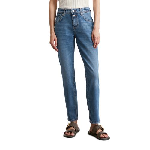 Boyfriend-Jeans MARC O'POLO ""aus stretchigem Organic Cotton-Mix"", Damen, Gr. 33, Länge 34, sustainable dunkelblau wash aus, Obermaterial: 98% Baumwolle, 2% Elasthan, unifarben, lässig geschnitten knöchelfrei, Jeans