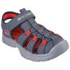 Sandale SKECHERS "RELIX-VALDEX", Kinder, Gr. 28, grau (grau, rot), Lederimitat, Textil, kontrastfarbene Details, sportlich, Schuhe, Badesandale mit leichter Laufsohle, Größenschablone zum Download