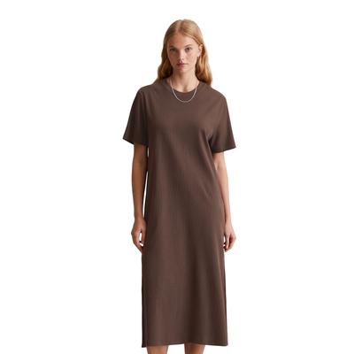 Jerseykleid MARC O'POLO DENIM "aus gerippter Bio-Baumwolle", Damen, Gr. S, Normalgrößen, braun coffee, Obermaterial: 100% Baumwolle, unifarben, relaxed fit lang, Rundhals, Kurzarm normaler Saum, Kleider Image