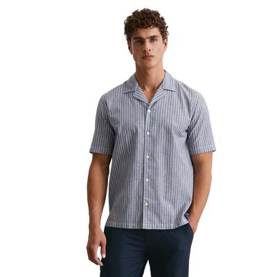 Kurzarmhemd MARC O'POLO "aus reiner Bio-Baumwolle", Herren, Gr. 3XL, Normalgrößen, multi, iris ink, Obermaterial: 100% Baumwolle, gestreift, casual, regular fit normal, Kurzarm normaler Saum, Hemden Image