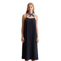 Jerseykleid MARC O'POLO DENIM "aus Plissee-Jersey", Damen, Gr. M, Normalgrößen, blau (blau depths), Obermaterial: 98% Polyester, 2% Elasthan, unifarben, weit wadenlang, Rundhals, ohne Ärmel, Kleider