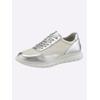 Sneaker HEINE, Damen, Gr. 38, bunt (silberfarben, weiß), Textil, Leder, Glattleder, Lackleder, modisch, Schuhe
