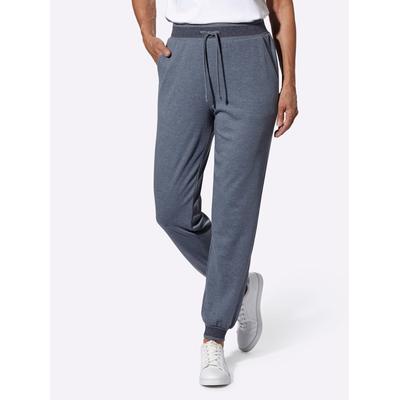 Schlupfhose, Damen, Gr. 46, Normalgrößen, blau (rauchblau, meliert), 65% Baumwolle, 35% Polyester, meliert, Hosen Image