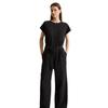Overall MARC O'POLO "aus TENCEL™ Lyocell", Damen, Gr. 32, Normalgrößen, schwarz, Obermaterial: 100% Lyocell, unifarben, casual, relaxed fit lang, Rundhals, ohne Ärmel, Overalls