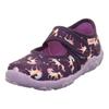 Hausschuh SUPERFIT "BONNY WMS: Mittel", Kinder, Gr. 27, lila (lila einhorn), Baumwolle, bedruckt, klassisch, Schuhe, Kindergartenschuh mit Einhorn-Motiv, Größenschablone zum Download