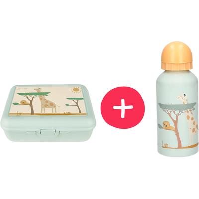 Lunchbox STERNTALER "Brotzeitdose & Trinkflasche Safari", Kinder, grün, Aluminium, Polyprophylen (PP), Lebensmittelaufbewahrungsbehälter, mit Trinkflasche Image