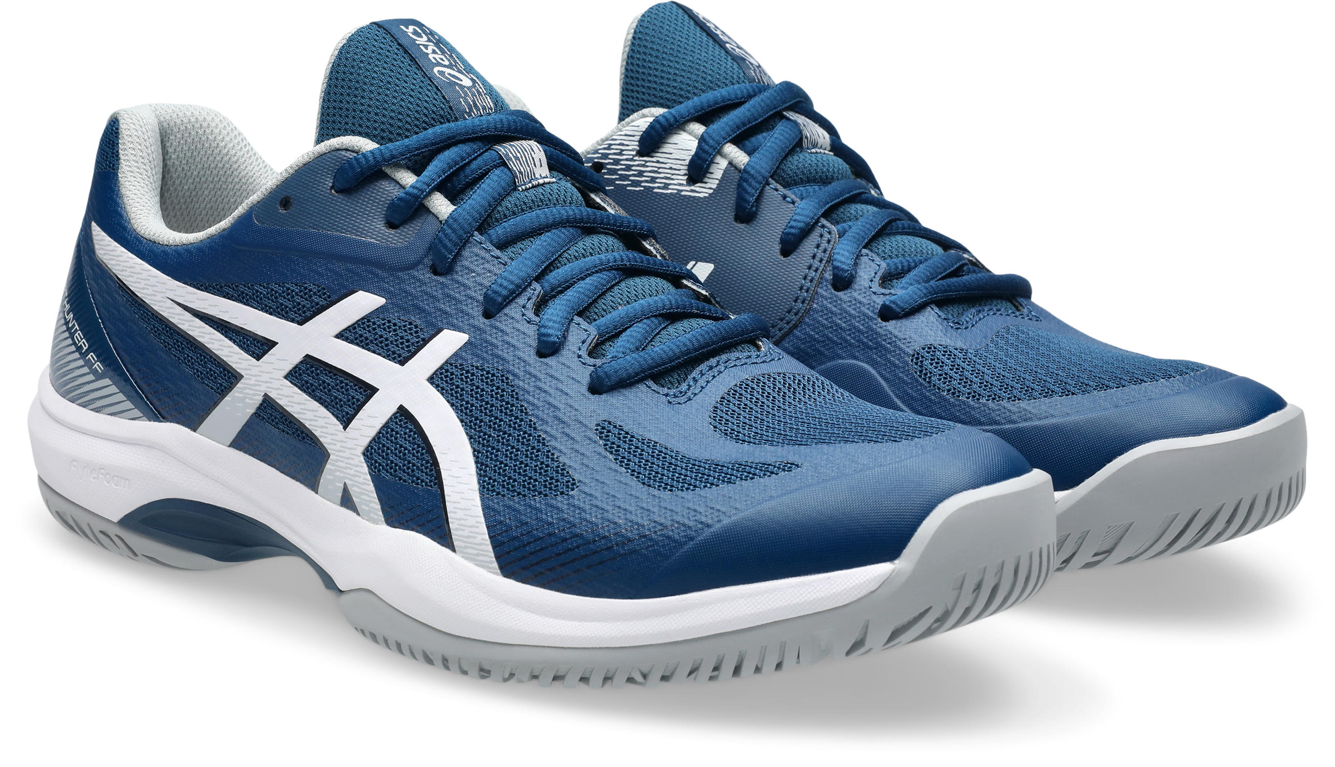 Hallenschuh ASICS "COURT HUNTER FF", Gr. 42,5, blau (mako blau, gravel), Synthetik, Sportlich, Schuhe
