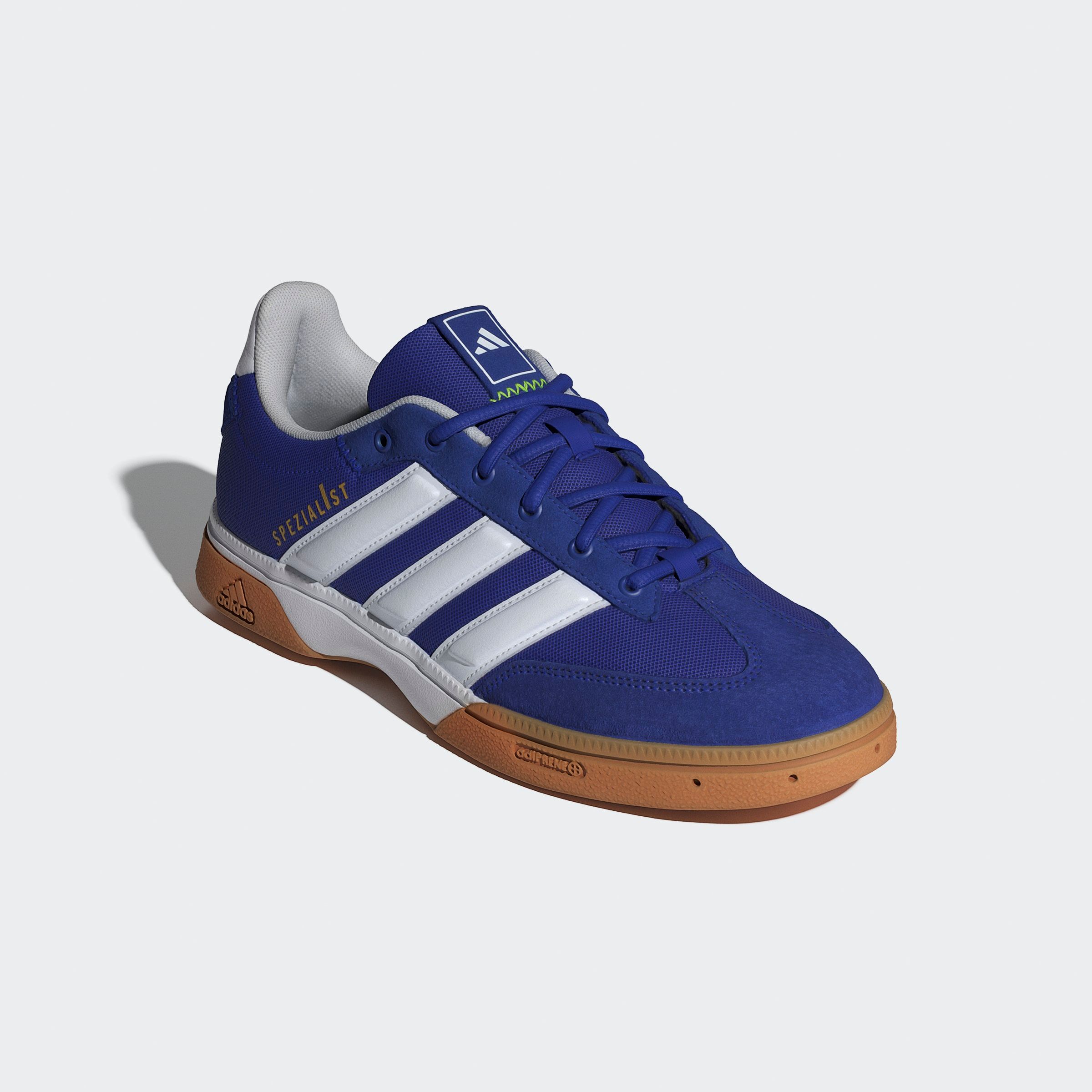 Hallenschuh ADIDAS PERFORMANCE "SPEZIALIST INDOOR", Herren, Gr. 47, bunt (lucid blau, cloud weiß, lucid lemon), Synthetik, Textil, Schuhe Hallenschuh, geeignet für jeden Hallensport