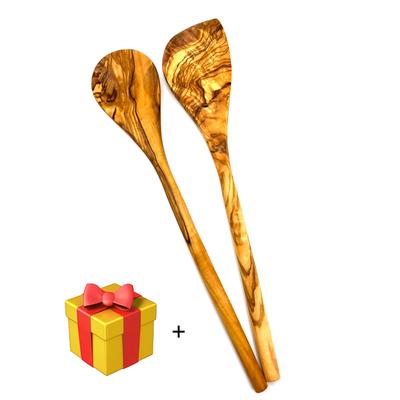 Kochlöffel OLIVENHOLZ-ERLEBEN "2tlg. Kochlöffel-Set", braun, - L: 30cm, Massivholz, Kochlöffel, kommt besonders gut in die Ecken und Ränder des Topfes Image