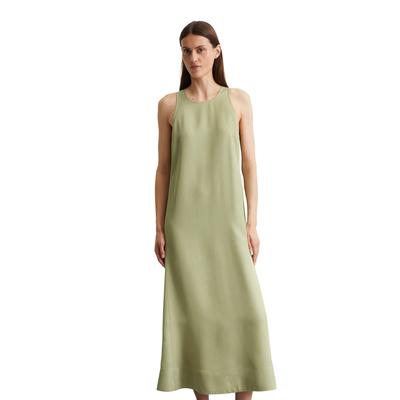 Midikleid MARC O'POLO "aus fließendem Naia™-Twill", Damen, Gr. 34, Normalgrößen, smooth sage, Obermaterial: 100% Acetat, unifarben, weit wadenlang, Rundhals, ohne Ärmel, Kleider Image