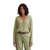 Cardigan MARC O'POLO "aus Organic-Cotton-Mix", Damen, Gr. L, smooth sage, Obermaterial: 90% Baumwolle, 10% Polyamid, unifarben, casual, slim fit, V-Ausschnitt, Langarm, Strickjacken