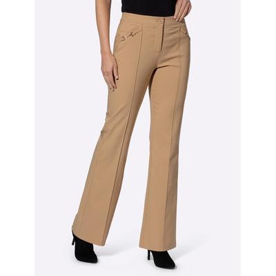 Bootcuthose HEINE, Damen, Gr. 42, Normalgrößen, braun (camel), 89% Polyester, 11% Elasthan, unifarben, Hosen Image