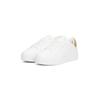 Plateausneaker TOMMY HILFIGER "ESSENTIAL PLATFORM COURT SNEAKER", Damen, Gr. 38, gold (weiß, goldfarben), Leder, sportlich, Schuhe, Freizeitschuh, Halbschuh, Schnürschuh mit gepolstertem Schaftrand