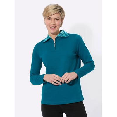 Langarmshirt CLASSIC BASICS "Shirt", Damen, Gr. 44, bunt (aquapetrol), 100% Baumwolle, unifarben, Langarm, Shirts Image