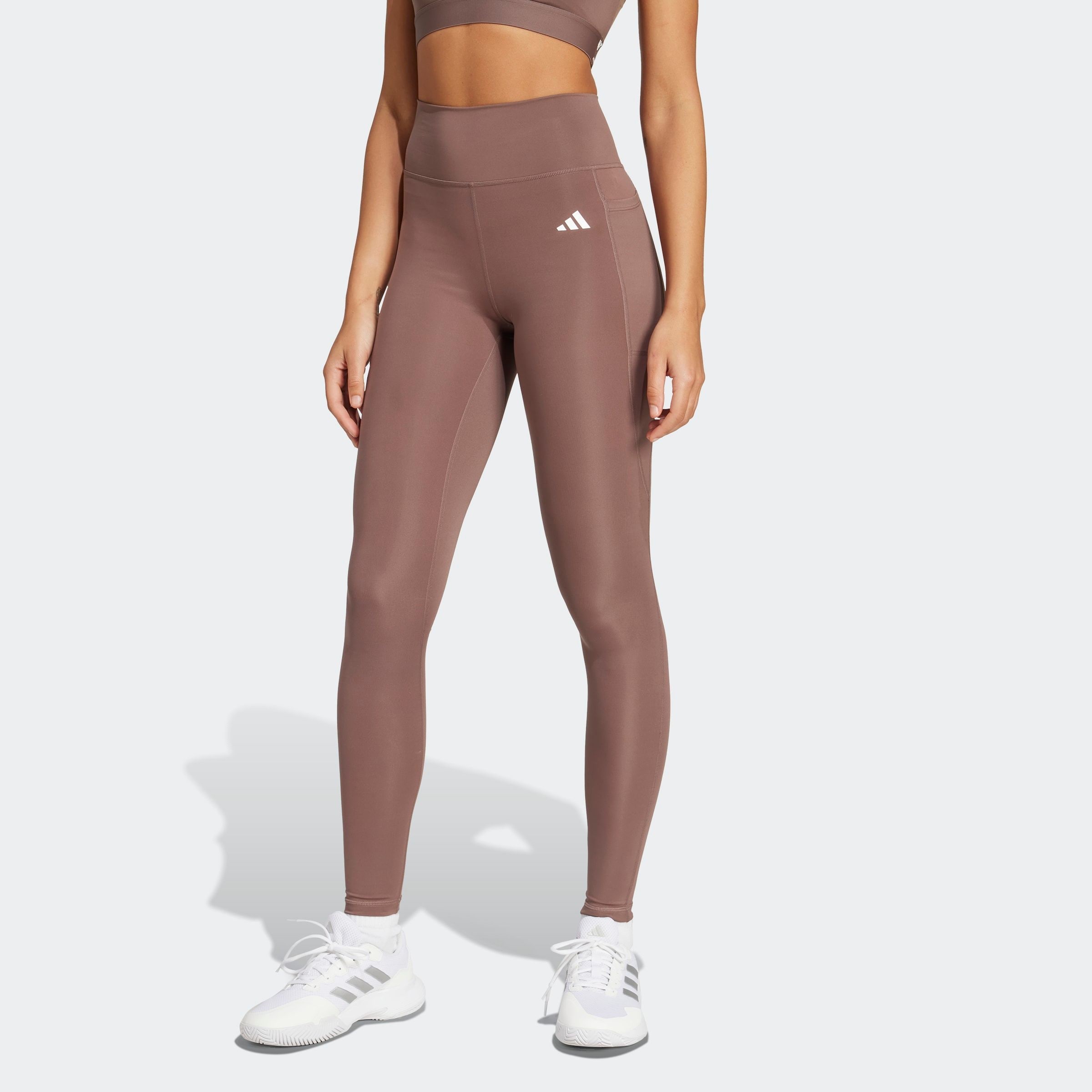Trainingstights ADIDAS PERFORMANCE "OPT ESS ST 1/1", Damen, Gr. XL, N-Gr, earth strata, Obermaterial: 85% Polyester, 15% Elasthan, Hosen Image